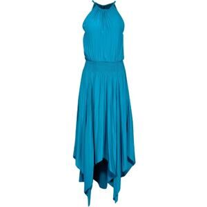 NWOT $395 Calypso St. Barth - Asymetrical Blue Maxi  Dress w/ Tassles - Sz - XS